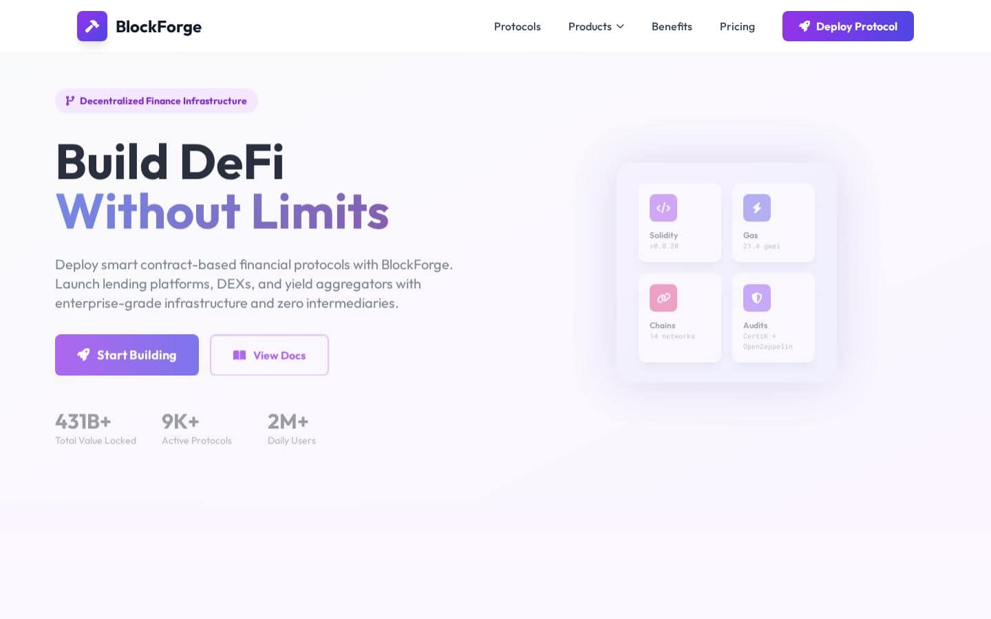 BlockForge - Build & Deploy DeFi Protocols